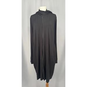 Capote Coatigan Womens Large Black Long Open USA Cardigan Sustainable